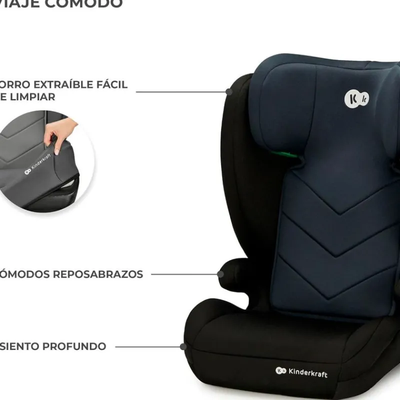 KINDERKRAFT Sillas De Coche Sin Isofix-Silla coche I-Spark 2 en 1 de 100-150cm Black