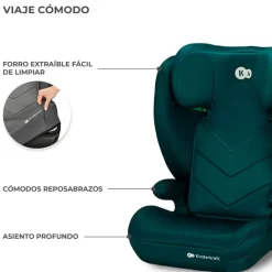KINDERKRAFT Sillas De Coche Sin Isofix-Silla coche I-Spark 2 en 1 de 100-150cm Verde