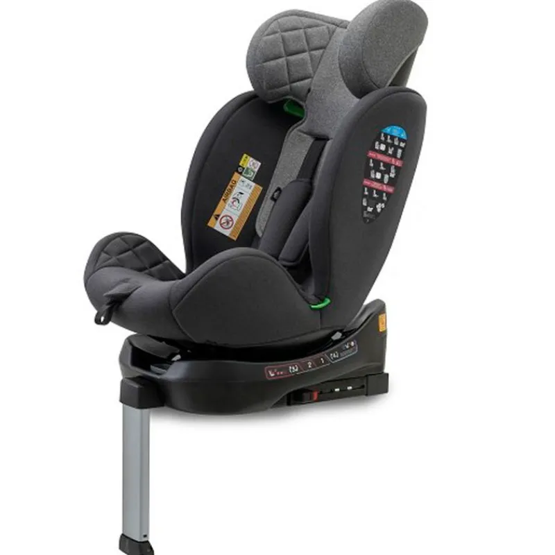 INTERBABY Sillas Con Isofix De 40 A 150 Cm (0 A 12 Años)-Silla coche Sella 40-150cm Giratoria C/Pata Gris
