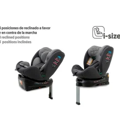 INTERBABY Sillas Con Isofix De 40 A 150 Cm (0 A 12 Años)-Silla coche Sella 40-150cm Giratoria C/Pata Gris