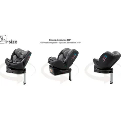 INTERBABY Sillas Con Isofix De 40 A 150 Cm (0 A 12 Años)-Silla coche Sella 40-150cm Giratoria C/Pata Gris