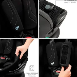 KINDERKRAFT Sillas Con Isofix De 40 A 150 Cm (0 A 12 Años)-Silla coche Xrider2 I-Size 40-150 cm c/pata Negra + Regalo