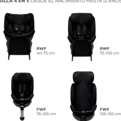 KINDERKRAFT Sillas Con Isofix De 40 A 150 Cm (0 A 12 Años)-Silla coche Xrider2 I-Size 40-150 cm c/pata Negra + Regalo