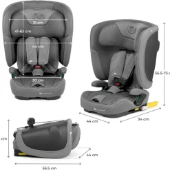 KINDERKRAFT Sillas Con Isofix De 75 A 150 Cm (1 A 12 Años)-Silla de coche Fix2go 75-150 Grey