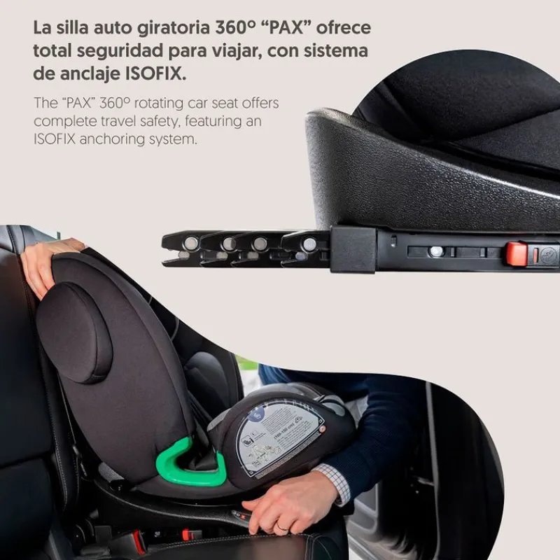 INTERBABY Sillas Con Isofix De 40 A 150 Cm (0 A 12 Años)-Silla de coche Pax de 40-150cm c/ Pata Gris