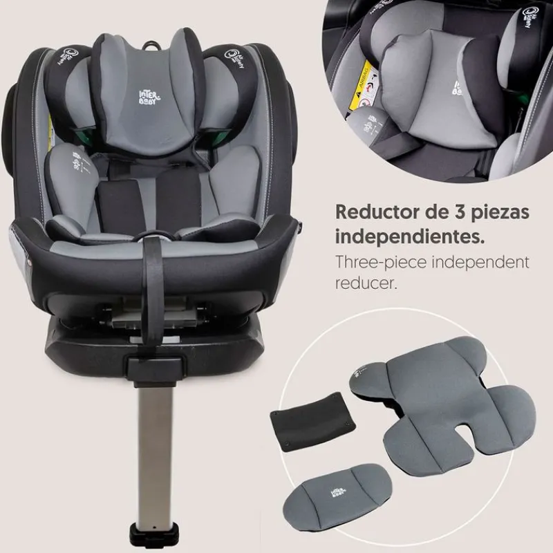 INTERBABY Sillas Con Isofix De 40 A 150 Cm (0 A 12 Años)-Silla de coche Pax de 40-150cm c/ Pata Gris