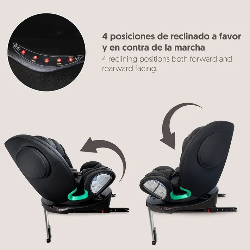 INTERBABY Sillas Con Isofix De 40 A 150 Cm (0 A 12 Años)-Silla de coche Pax de 40-150cm c/ Pata Gris