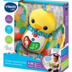 VTECH Primera Infancia Y Preescolar-Sonajero Pajarito de Tela Melodías y Sensaciones
