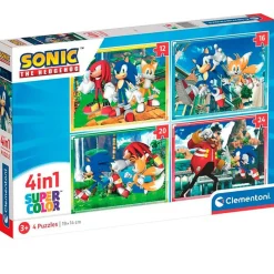 CLEMENTONI Puzzles Y Construcciones-Sonic Puzzle 4 en 1 Progresivo