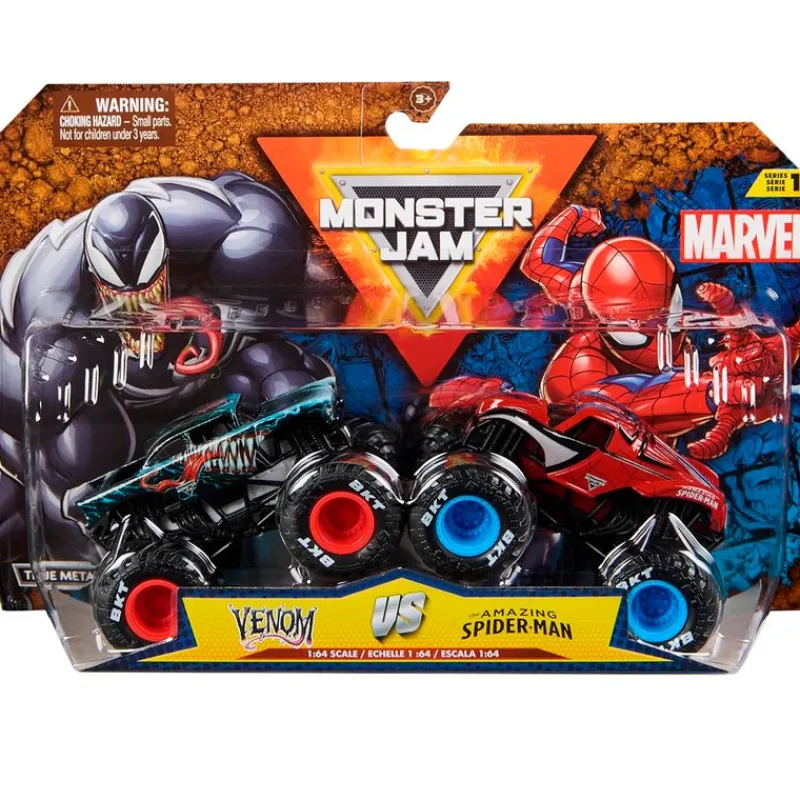 SPIN MASTER Vehículos, Trenes Y Parkings-Spiderman Monster Jam Pack Vehículos Spiderman y Venom