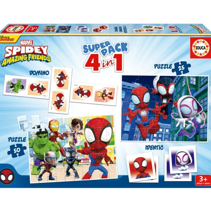 EDUCA Juegos Y Juguetes Educativos-Spidey y sus Amigos Pack 4 en 1