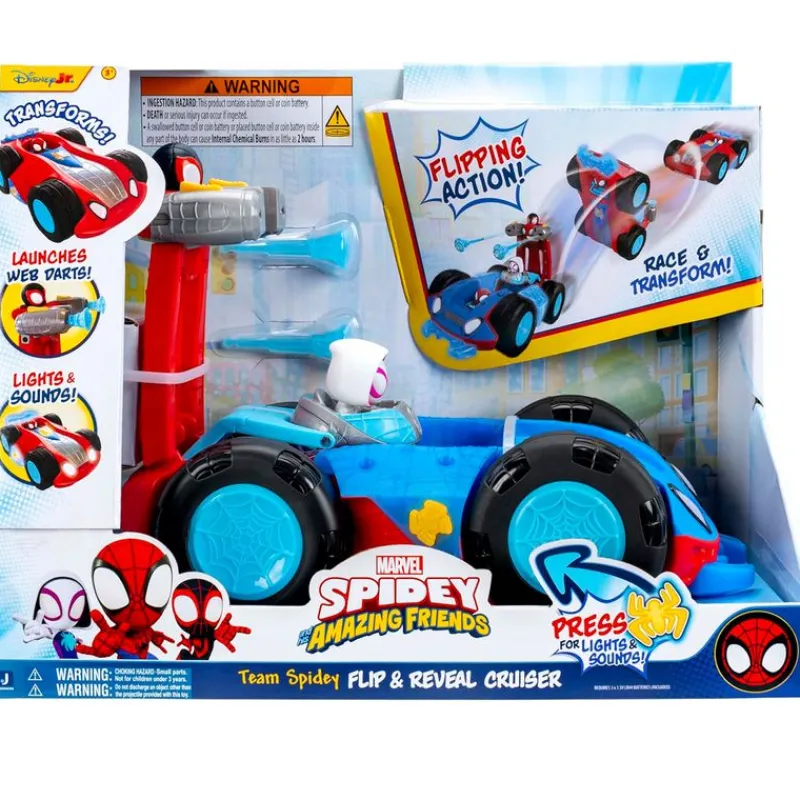 JAZWARES Figuras Y Figuras De Acción-Spidey y sus Amigos Spidey Flip and Reveal Cruiser