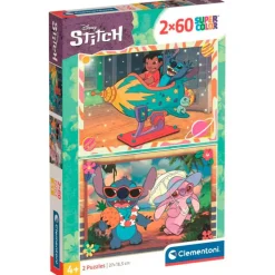 CLEMENTONI Puzzles Y Construcciones-Stitch Puzzle 2x60 Piezas