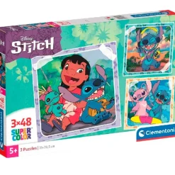 CLEMENTONI Puzzles Y Construcciones-Stitch Puzzle 3x48 Piezas