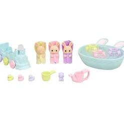 EPOCH Muñecas-Sylvanian Families Pack Baño Trillizos Conejo