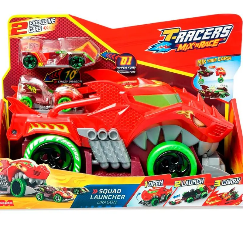 MAGIC BOX Figuras Y Figuras De Acción|Manualidades-T- Racers Mix 'N Race Squad Launcher Dragon