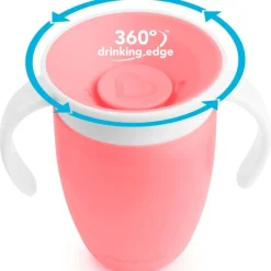 MUNCHKIN Botellas Y Cantimploras-Taza 360º con asas 207ml rosa