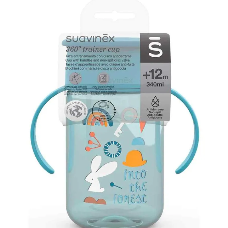 SUAVINEX Botellas Y Cantimploras-Taza 360º +12m de 340ml Forest Azul