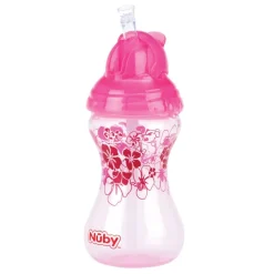NUBY Botellas Y Cantimploras-Taza con cañita 300 ml Rosa