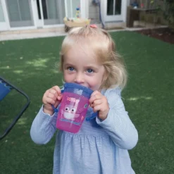 NUBY Botellas Y Cantimploras-Taza Mágica 360° Anti goteo con asas 240ml Estampada Lila