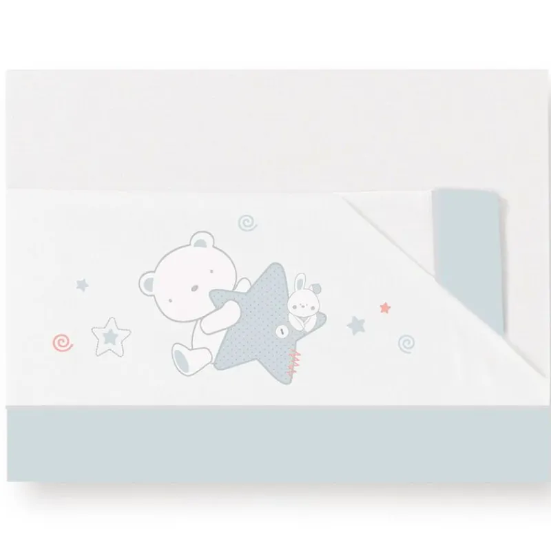 MON BABY Ropa De Cuna-Triptico sabanas de cuna de 120*60 Peluche Azul