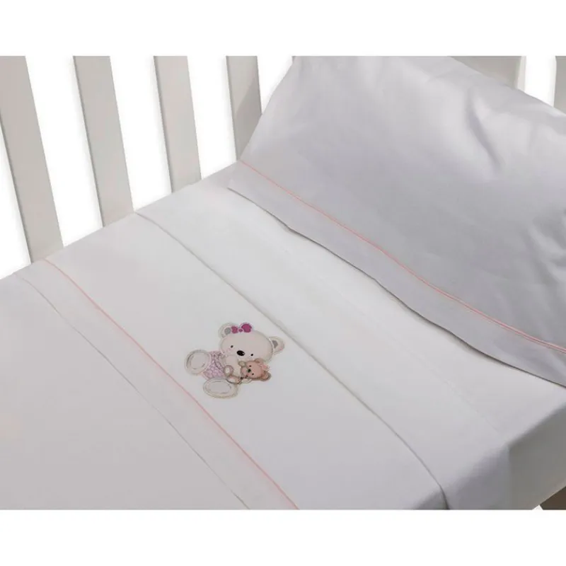 Triptico Sábanas cuna de 120*60 Osito Bco/ Rs*INTERBABY Best