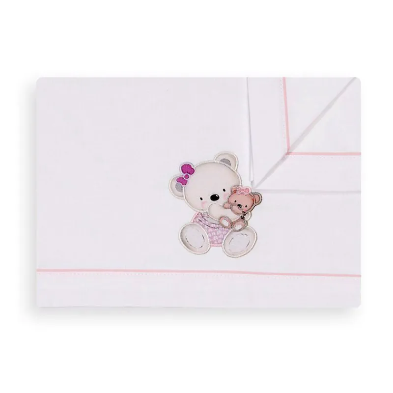 Triptico Sábanas cuna de 120*60 Osito Bco/ Rs*INTERBABY Best