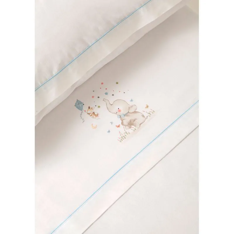 Triptico Sábanas cuna de 120*60 Elefante Bco/Az*INTERBABY Sale