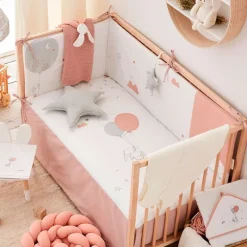 BIMBI DREAMS Ropa De Cuna-Triptico Sábanas cuna de 120*60 Jolie Rosa