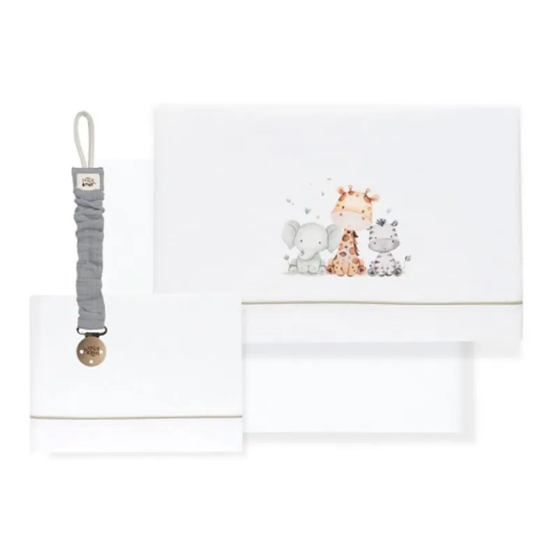 INTERBABY Ropa De Cuna-Triptico Sábanas cuna de 120*60 Jirafa Broche