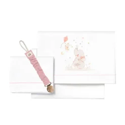 Triptico Sábanas cuna de 120*60 Elefante Bco/Rs*INTERBABY Clearance