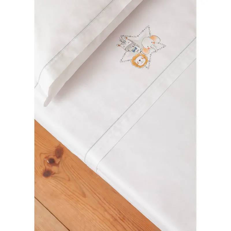 Triptico Sábanas cuna de 120*60 Animalitos Bco/Gri*INTERBABY Sale
