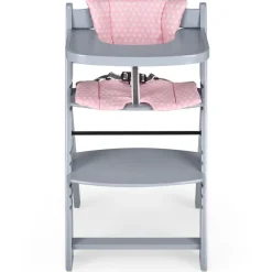 Trona madera gris con cojín Full Rosa*MS Outlet