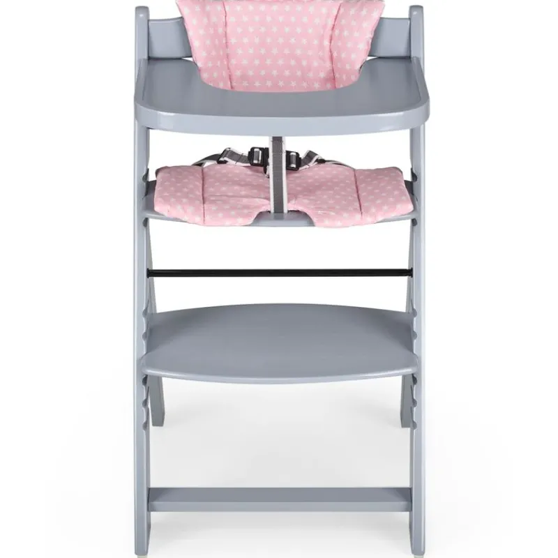 Trona madera gris con cojín Full Rosa*MS Outlet