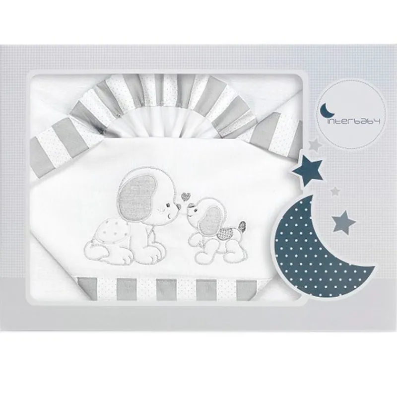 Tríptico Sábanas Para Cuna 60*120 Perrito Gris*INTERBABY Online