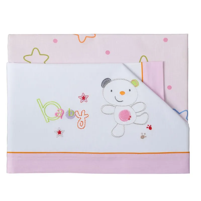 PIRULOS Ropa De Cuna-Tríptico sábanas 50x80 Bear Rosa
