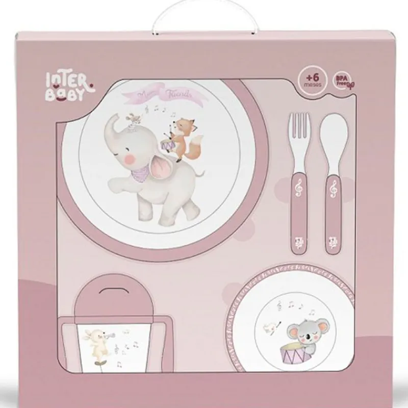 INTERBABY Vajillas Infantiles-Vajilla 5 Piezas micro Friends