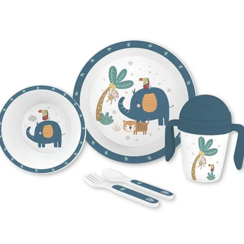 INTERBABY Vajillas Infantiles-Vajilla 5 Piezas micro Jungla