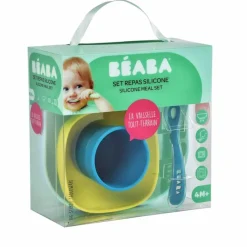 BEABA Vajillas Infantiles-Vajilla 4 Piezas Silicona Verde
