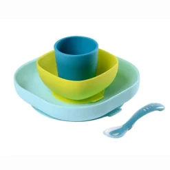 Vajilla 4 pzas Silicona Celeste*BEABA