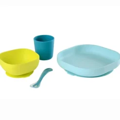 Vajilla 4 pzas Silicona Celeste*BEABA