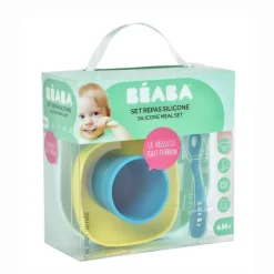 Vajilla 4 pzas Silicona Celeste*BEABA