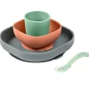 BEABA Vajillas Infantiles-Vajilla 4 pzas silicona Gris