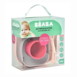 Vajilla 4 pzas silicona Rosa*BEABA Outlet