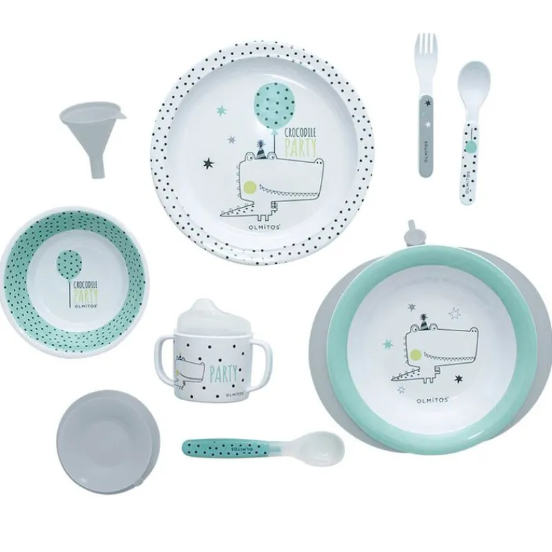 OLMITOS Vajillas Infantiles-Vajilla con Plato Térmico Cocodrilo