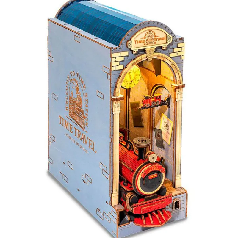 MADNESS TOYS Juegos De Construcción|Puzzles Y Construcciones-Viaje en el Tiempo Maqueta Madera Book Nook Sujetalibros
