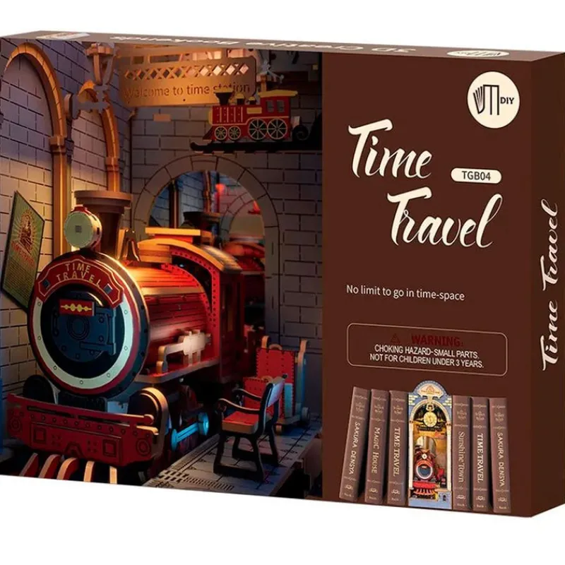 MADNESS TOYS Juegos De Construcción|Puzzles Y Construcciones-Viaje en el Tiempo Maqueta Madera Book Nook Sujetalibros