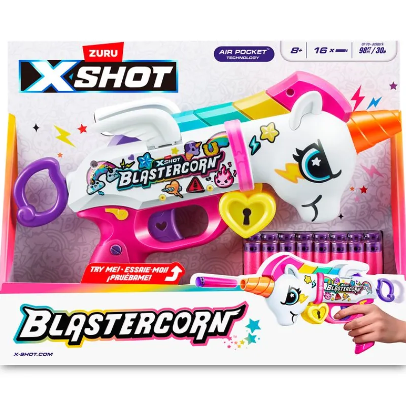 ZURU Juegos Y Juguetes De Imitación-X-Shot Lanzador Blastercorn Unicorn Heartbreaker